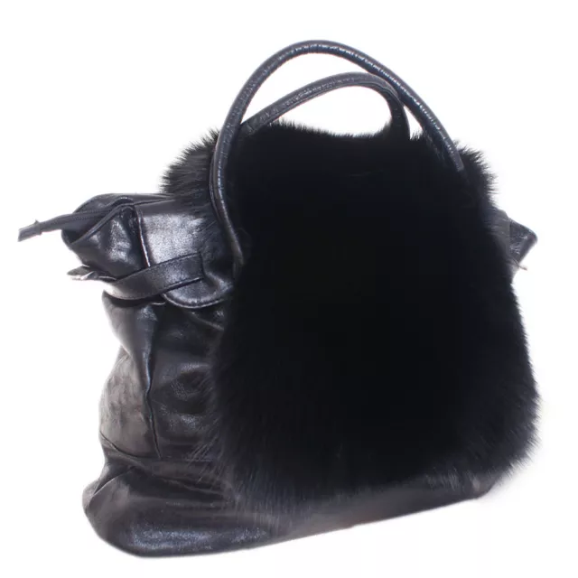 Tasche Fell Abdeckung aus echtem schwarz Fuchs NEU! Pelz Überwurf für Tasche FOX