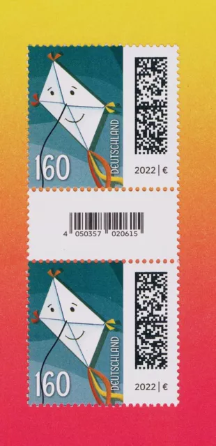 Briefdrache Zwischenstegpaar EAN-Code kl. Nr. 20 zweist. 3.1.22 QR-Code ** 160