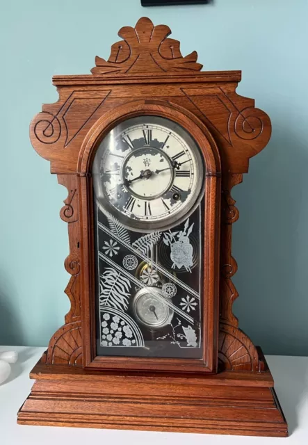 Antique Waterbury Clock Company Mantle Clock Clock Works with Wind Up Key