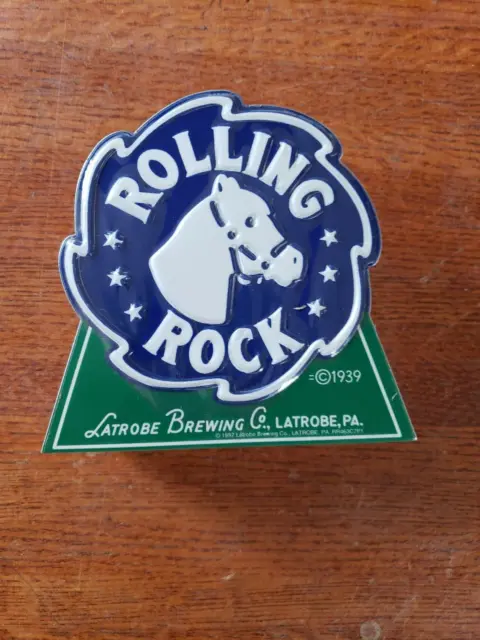 Rare Rolling Rock Beer Napkin Metal Tin Holder Latrobe Brewing Company