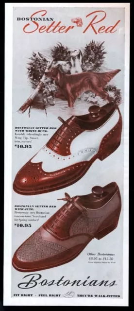 1946 English & Irish Setter dogs art Bostonian men's shoes vintage print ad
