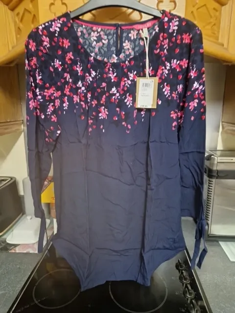 Joules Ladies Bnwt Blouse Size 12 Navy Floral