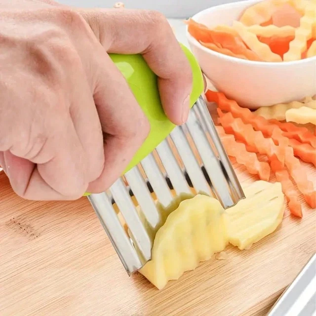 UK POTATO CHIP Crinkle Cutter Stainless Steel Salad Vegetable Wavy ...
