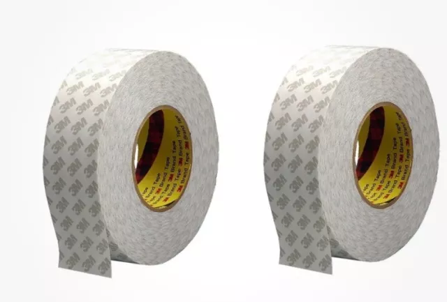 2 Rolls of  3M Double Coated Non-Woven  Tape 9080HL, White, 50 mm x 50 m,