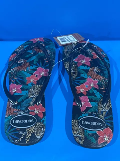 NEW Havaianas Thongs Slim Flip-Flops Sandals Women SIZE US 11-12  FLORAL NWT