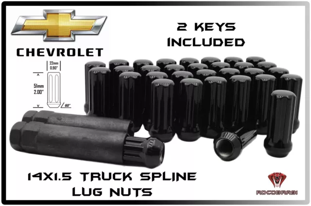24 PC BLACK Spline 14x1.5 Truck Locking Lug Nuts Chevy Gmc 6x5.5 Toyota  Cadillac EUR 35,18 PicClick FR