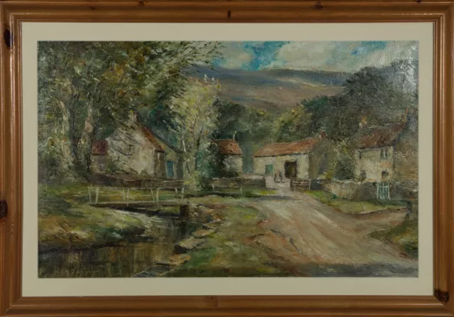 Ken Johnson - Signed & Framed 20th Century Oil, A Farm in Spring