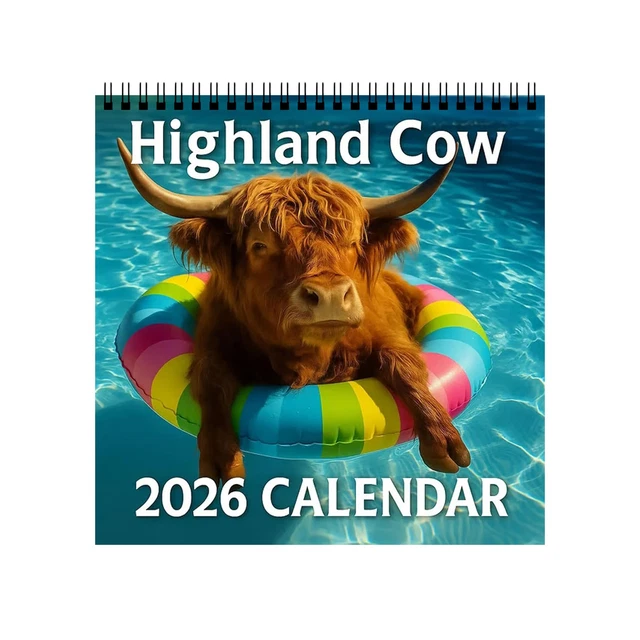 2026 CALENDAR 12 Month Highland Cow Calendar 2026 Wall Decor Jan-Dec ...