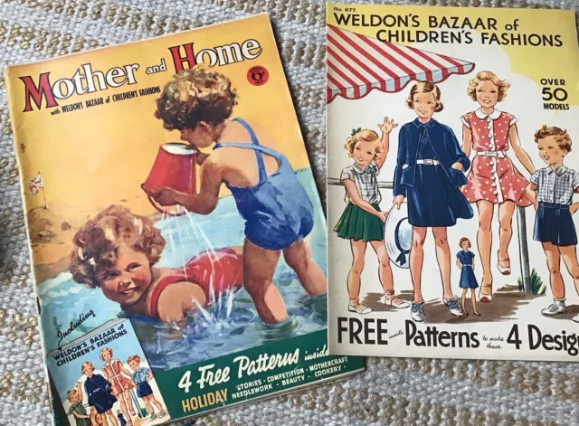 1930s madre y hogar revista suplemento niño vestido falda pantalones cortos patrones