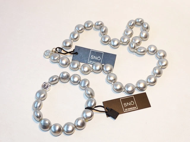Collier Fantaisie Agatha En Fausses Perles Grises - Collier De Perles Élégant Occasion