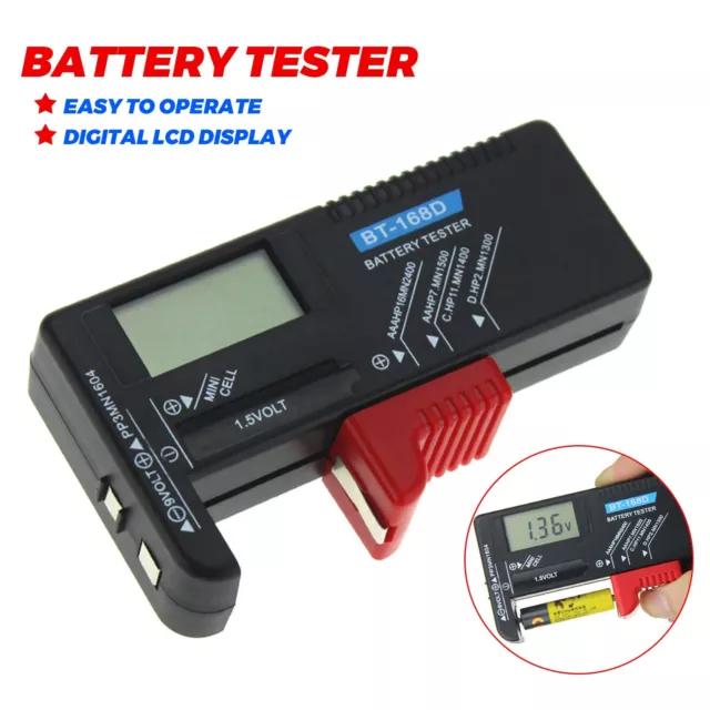 BT168D Akku Tester Batterietester Batterieprüfer Knopfzellen für AA/AAA/C/D/9V