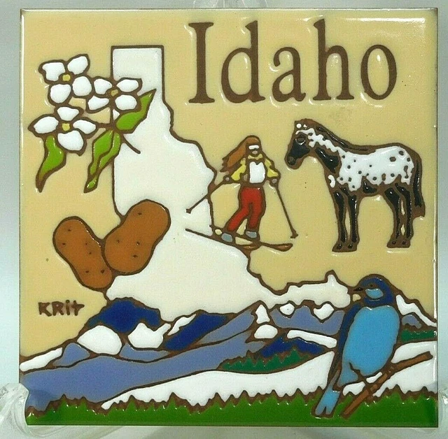De colección Idaho decorativo pictórico 6x6 historias azulejos trivet firmado krit #4117A
