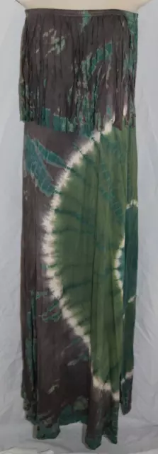 Women's Earthbound Green Fringe Tube Maxi Dress Size Medium NWT