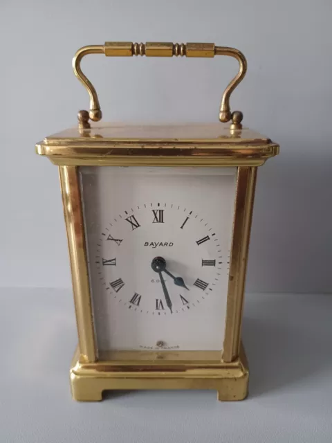 Vintage Bayard 8 day mechanical carriage clock Duverdrey & Bloquel 9 jewels