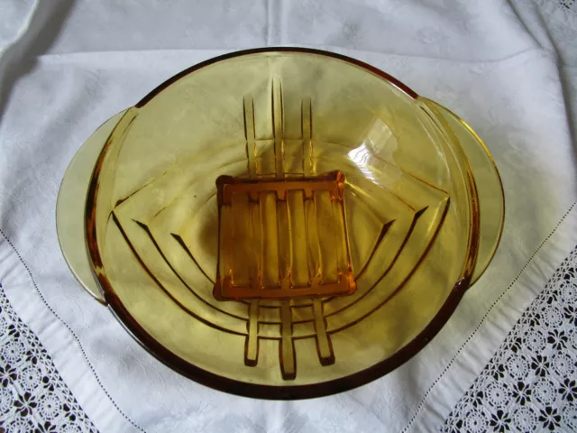 Art Deco Stolzle Amber Depression Glass Bowl