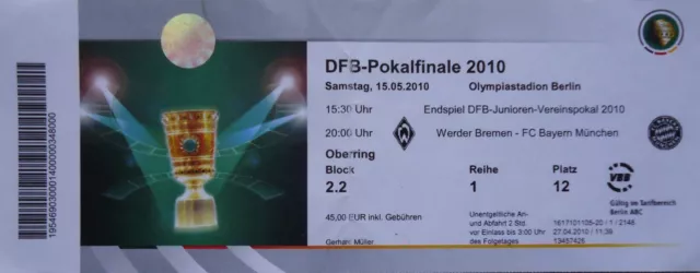 TICKET DFB Pokal Finale 2010 Werder Bremen - Bayern München