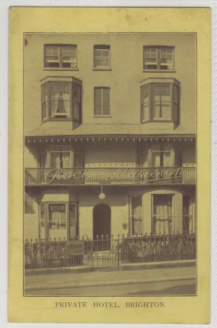 Brighton Postcard Sussex Printed View of Rock Mansion Private Hotel c.1912