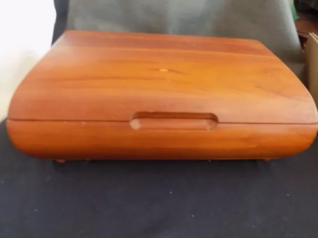 Vintage MCM Mid century SLEEK signed "genuine solid teak"  large jewelry box men