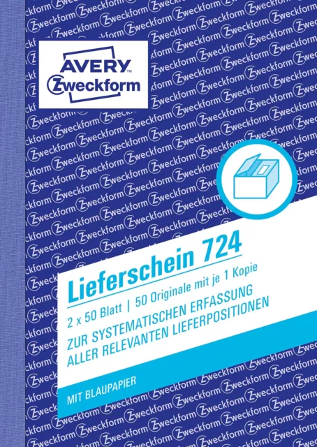 Avery Zweckform 724 Delivery Note DIN A6 Pre-Punched 2 x 50 Sheets White Pack of