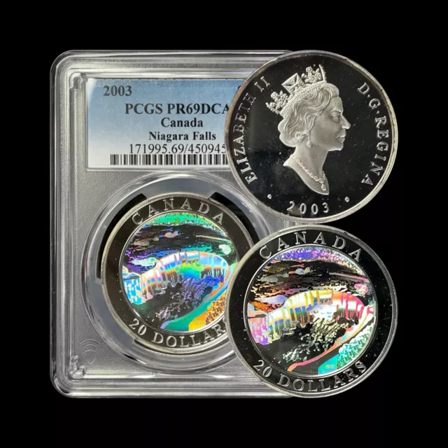 CANADA. 2003, 20 Dollars, Silver - PCGS PR69 - Top Pop 🥇 Niagara Holo, 🌈 Toned