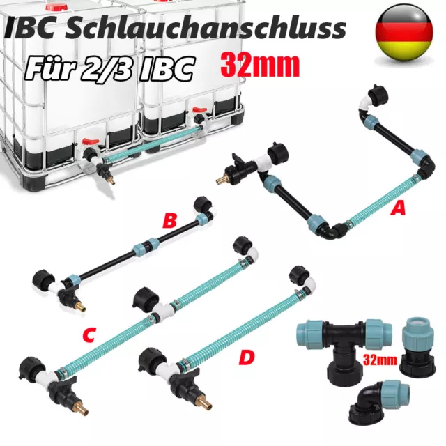 IBC Adapter S60x6-2/3 IBC Hintereinander Tankverbindung Rohr Verbindungsset 32mm