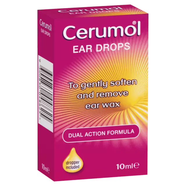 Cerumol Ear Drops 10mL Gently Soften Remove Ear Wax Dual Action Formula