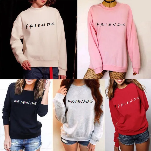Womens Print FRIENDS Hoody Sweatshirt Ladies Slouch Pullover Tops Sweater Jumper