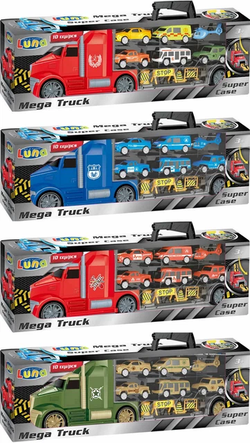 Luna Transporter Mega Truck 65cm Mit 6 Show-Trucks | Friktionsantrieb, Maßstab 1:30 | Ab 3 Jahren