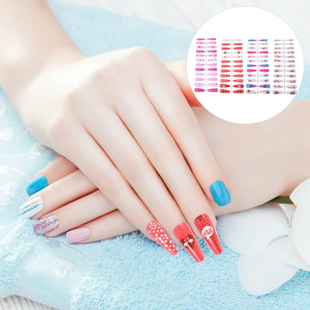 Amor Uñas Falsas Claves Decorativas Puntas Arte de Uñas Manicura 4 Juegos