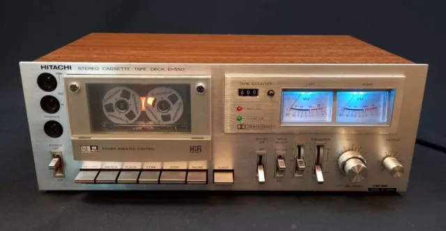 Hitachi D550 Cassette Deck WORKING & REFURBISHED Tape 1970s Silver VU Analogue