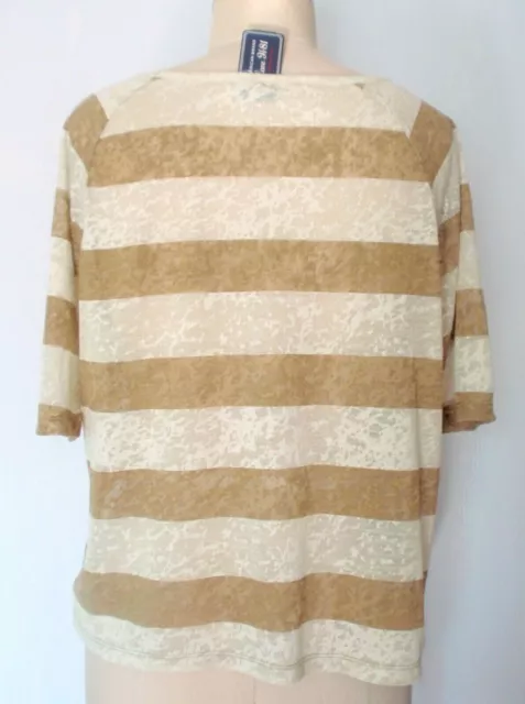 Forever 21 Womens Camel Cream Stripe Short Sleeve T-shirt Large NWT Slub Knit 3