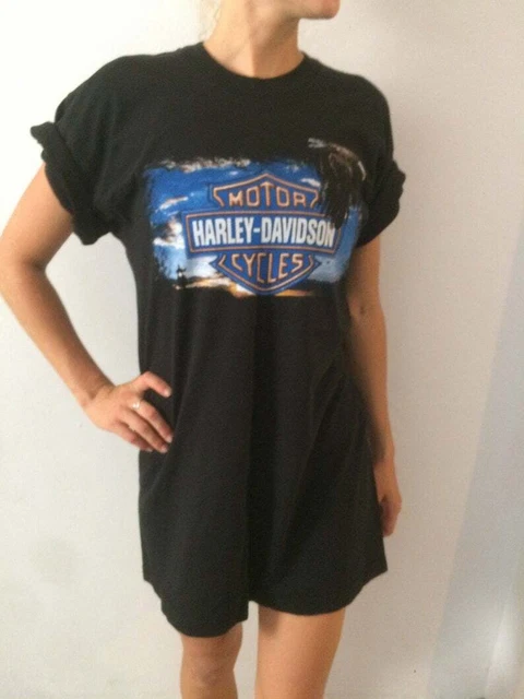 Men's sz L Vintage Harley Davidson Fargo North Dakota Black stagecoach biker