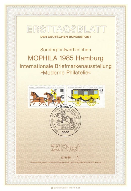 Bund ETB Nr. 17/1985 - MOPHILA 1985 Hamburg