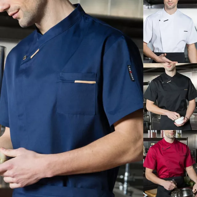Tops Short Sleeve Clothing Casual Double-breasted Uniforms Work Aprons