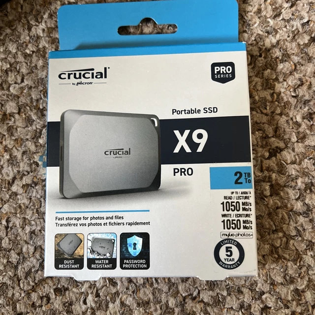 CRUCIAL X9 PRO 2TB Portable External SSD - Up to 1050MB/s Read/Write, £ ...
