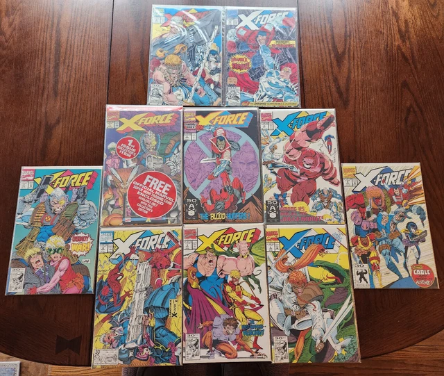 1991 Marvel Comics X-FORCE Issues 1-10 Lot #1 w/Trading Card-#2 w/Deadpool!