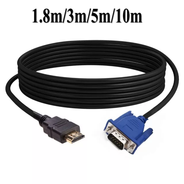 HDMI Male to VGA Male Cable Adapter Monitor Lead HD 15Pin 1080P Converter Laptop