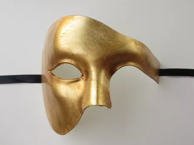 Phantom Mens Masquerade Mardi Gras Venetian Costume Half Mask Gold Plain Blank