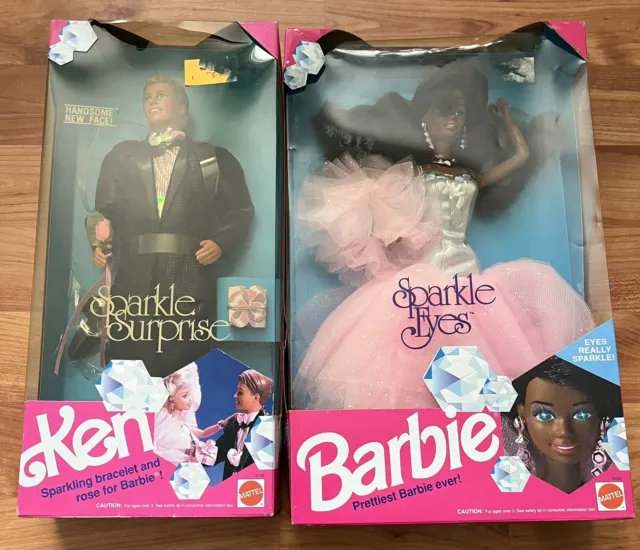 Sparkle Eyes Barbie & Sparkle Surprise Ken 1991 Mattel New In Box