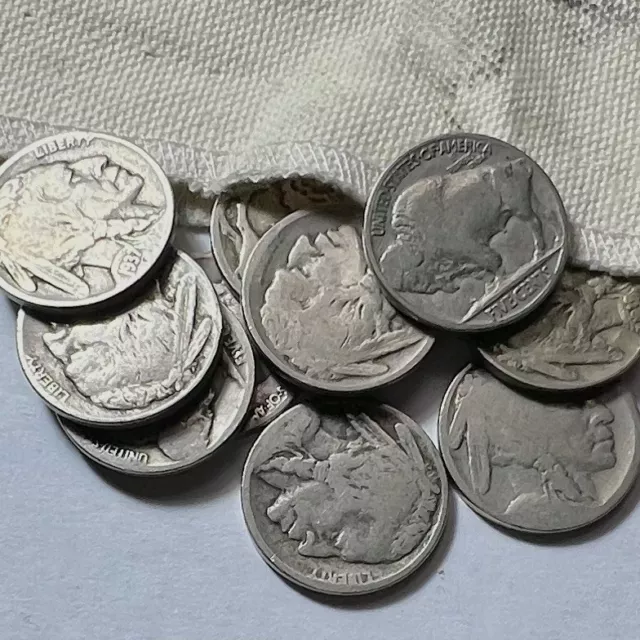 Buffalo Nickels 11 Coin Grab Bag 1913 - 1938 US Coins Indian Head + 1 V Nickel