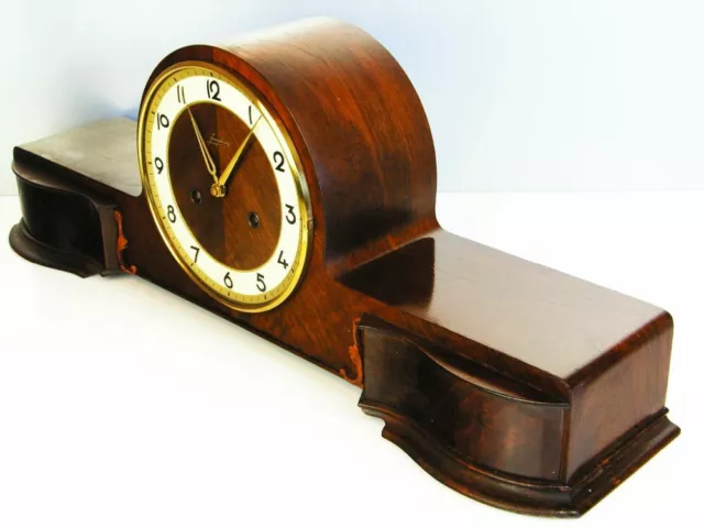 Beautiful Long Junghans Pure  Art Deco  Chiming Mantel Clock  Black Forest