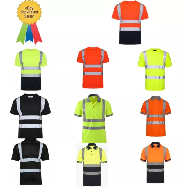 Hi Vis T Shirt Security Work High Viz Polo Shirts Reflective Tape Safety Top