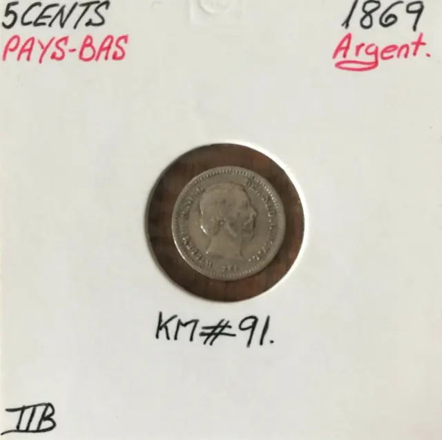 PAYS-BAS - 5 CENTS 1869 - Pièce de Monnaie en Argent // Qualité : TTB
