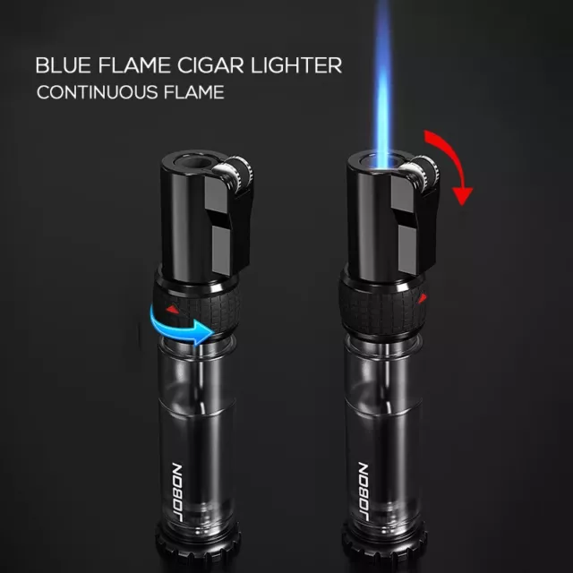 Cigar Torch Jet Lighter Refillable Butane Windproof Lighters with Gas Window