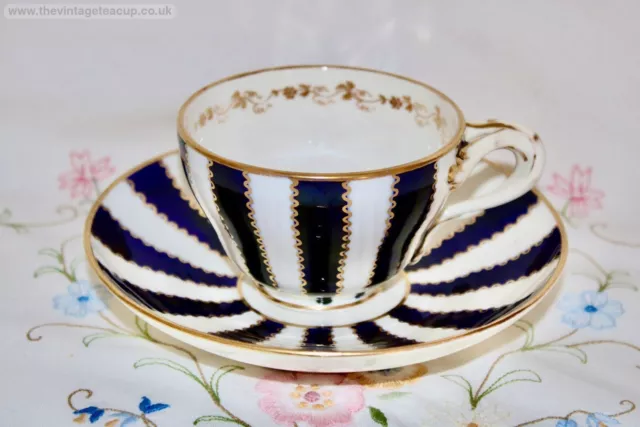 Rare Antique Tea Set Bloor Derby Blue Regency Stripe Cup and Saucer Dish 1820