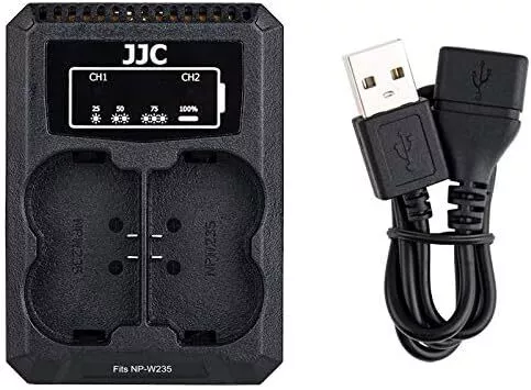 JJC NP-W235 USB Dual Battery Charger Adapter for Fuji X-H2S X-T4 Digital Camera