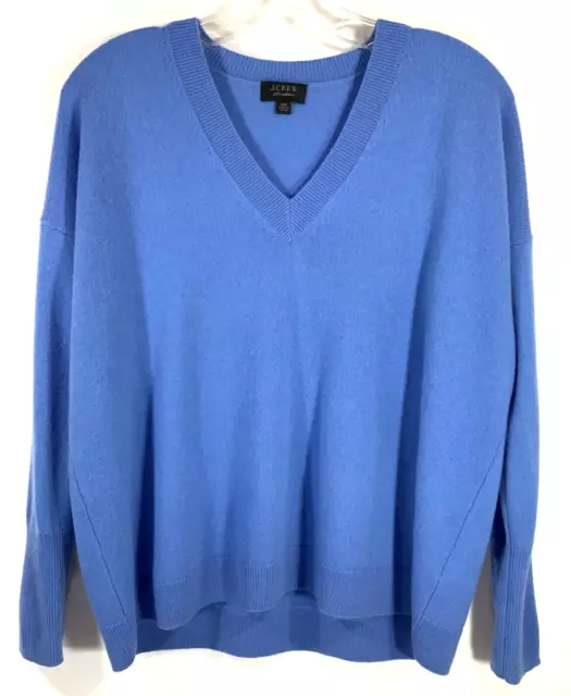 J.CREW Size XXS 100% Cashmere v-neck boyfriend sweater BLUE Style H0764 $158