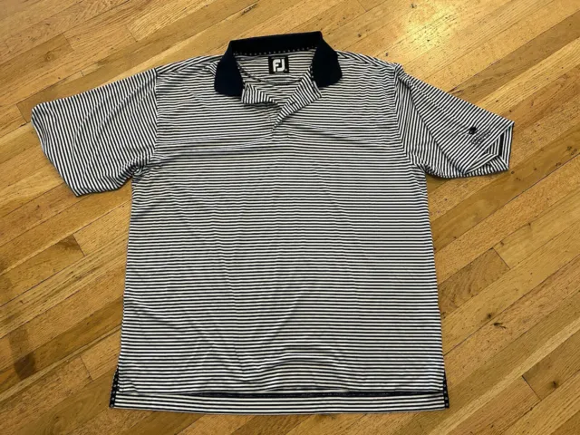 Footjoy Blue & White Striped Polo Shirt XL Old Hickory Golf Club On Arm