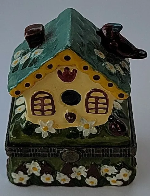 Porcelain Hinged Trinket Box Bird House