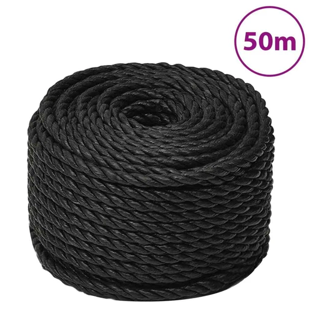 Vidaxl Corda da Lavoro Nera 12 mm 50 m in Polipropilene